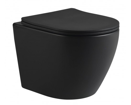 Унитаз подвесной безободковый Tornado Santi Line SL-5025MB сиденье Duroplast, микролифт, черный матовый