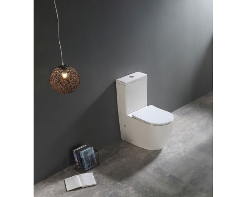 Унитаз напольный безободковый Tornado Santi Line SL-5026 сиденье Duroplast, микролифт, арматура GEBERIT, белый глянец