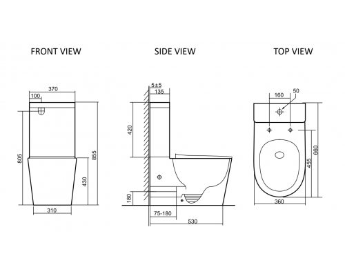 Унитаз напольный безободковый Tornado Santi Line SL-5026 сиденье Duroplast, микролифт, арматура GEBERIT, белый глянец