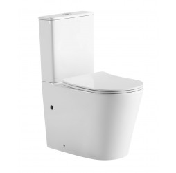 Унитаз напольный безободковый Tornado Santi Line SL-5026 сиденье Duroplast, микролифт, арматура GEBERIT, белый глянец