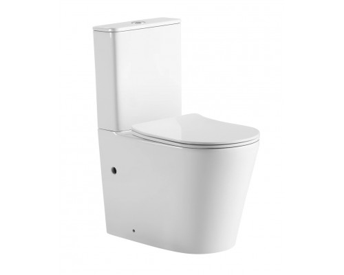 Унитаз напольный безободковый Tornado Santi Line SL-5026 сиденье Duroplast, микролифт, арматура GEBERIT, белый глянец