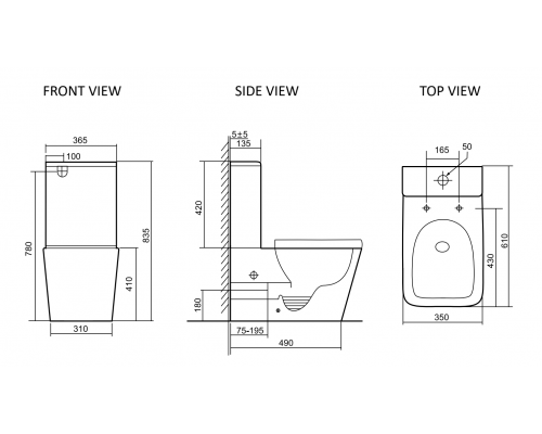 Унитаз напольный безободковый Tornado Santi Line SL-5028 сиденье Duroplast, микролифт, арматура GEBERIT, белый глянец