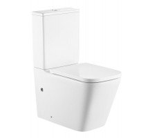 Унитаз напольный безободковый Tornado Santi Line SL-5028 сиденье Duroplast, микролифт, арматура GEBERIT, белый глянец