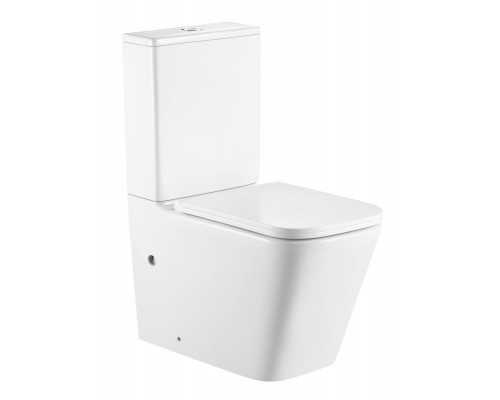 Унитаз напольный безободковый Tornado Santi Line SL-5028 сиденье Duroplast, микролифт, арматура GEBERIT, белый глянец