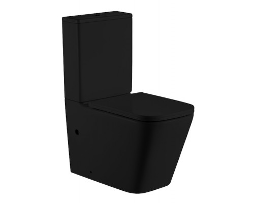 Унитаз напольный безободковый Tornado Santi Line SL-5028MB сиденье Duroplast, микролифт, арматура GEBERIT, черный матовый