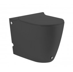 Унитаз напольный, приставной,безободковый, импульсный Santi Line SL-5030MB сиденье Duroplast, микролифт, черный матовый