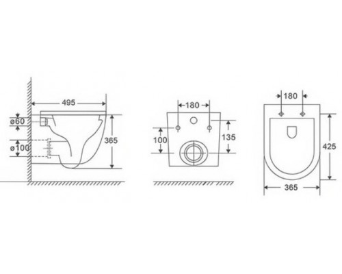 Подвесной унитаз Caprigo Vittoria V-1093 с крышкой плавного опускания (цвет белый) смыв торнадо