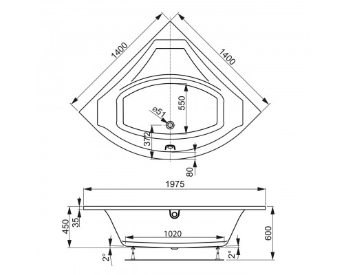 Акриловая ванна VagnerPlast Veronela corner 140x140