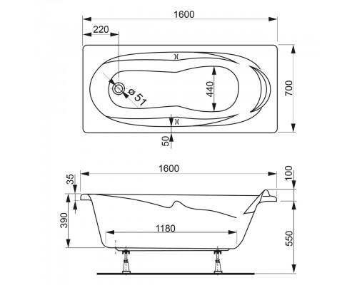 Акриловая ванна VagnerPlast Kleopatra 160x70