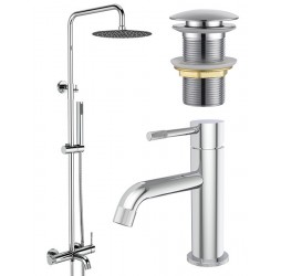 Душевая стойка Vieir V403562 со смесителем для умывальника Vieir V402511 и донным клапаном Vieir