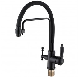 Vieir Смеситель кухонный под фильтр ( 2 воды)  (черный матовый ) V15006C