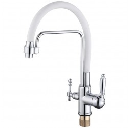 Vieir Смеситель кухонный под фильтр ( 2 воды)  (хром/белый ) V15006F