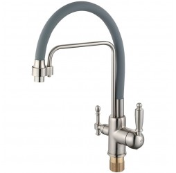 Vieir Смеситель кухонный под фильтр ( 2 воды)  (Satin/ серый ) V15006G