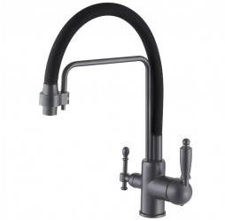 Vieir Смеситель кухонный под фильтр ( 2 воды)  (оружейная сталь/черный ) V15006QH