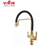 Vieir Смеситель кухонный под фильтр ( 2 воды)  (золото матовое) V15006S