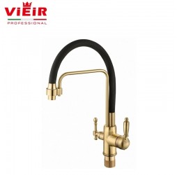 Vieir Смеситель кухонный под фильтр ( 2 воды)  (золото матовое) V15006S