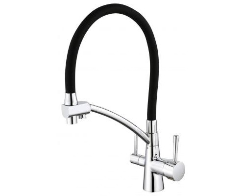 Vieir Смеситель кухонный под фильтр (2 воды) гибкий силиконовый излив  (хром ) V15007