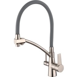 Vieir Смеситель кухонный под фильтр (2 воды) гибкий силиконовый излив  (матовое золото ) V15007S