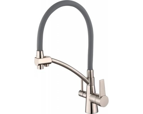 Vieir Смеситель кухонный под фильтр (2 воды) гибкий силиконовый излив  (матовое золото ) V15007S