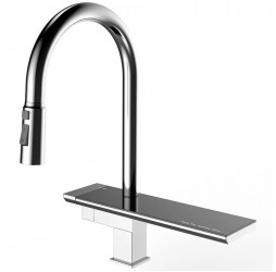 Vieir Смеситель кухонный каскадный излив + полка вытяжная лейка  (Satin ) V15014