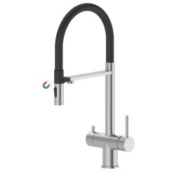 Vieir Смеситель кухонный под фильтр (2 воды) гибкий силиконовый излив магнитное крепление (Satin ) V15019