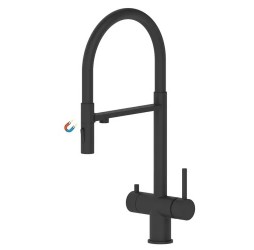 Vieir Смеситель кухонный под фильтр (2 воды) гибкий силиконовый излив магнитное крепление (черный матовый ) V15019C