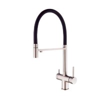 Vieir Смеситель кухонный под фильтр (2 воды) гибкий силиконовый излив  (Satin ) V15039G