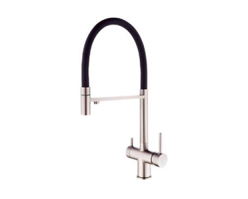 Vieir Смеситель кухонный под фильтр (2 воды) гибкий силиконовый излив  (Satin ) V15039G