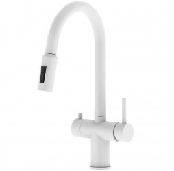 Vieir Смеситель кухонный под фильтр ( 2 воды) вытяжная лейка (белый ) V15060F