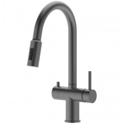 Vieir Смеситель кухонный под фильтр ( 2 воды) вытяжная лейка (оружейная сталь ) V15060G