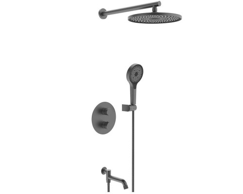 Vieir Душевая система 3 режима термостатическая с поворотным изливом встраиваемая (черный матовый ) V25003-3C