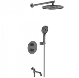 Vieir Душевая система 3 режима термостатическая с поворотным изливом встраиваемая (оружейная сталь ) V25003-3G