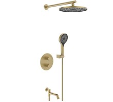 Vieir Душевая система 3 режима термостатическая с поворотным изливом встраиваемая (Gold Brushed ) V25003-3S