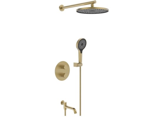 Vieir Душевая система 3 режима термостатическая с поворотным изливом встраиваемая (Gold Brushed ) V25003-3S