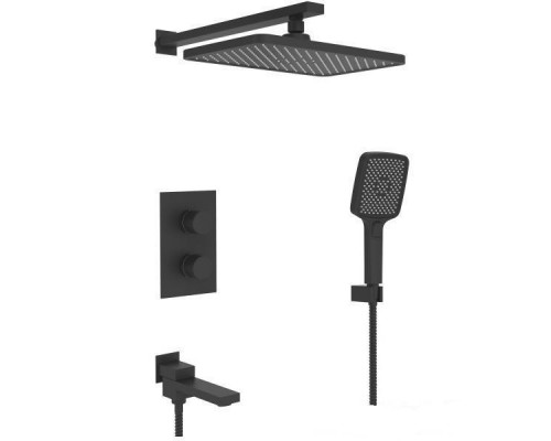 Vieir Душевая система 3 режима термостатическая с поворотным изливом встраиваемая (черный матовый ) V25004-3C