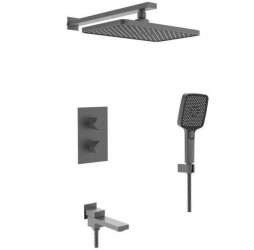 Vieir Душевая система 3 режима термостатическая с поворотным изливом встраиваемая (оружейная сталь ) V25004-3G