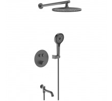 Vieir Душевая система 3 режима  GO CLICKтермостатическая с поворотным изливом встраиваемая (оружейная сталь ) V25005-3G