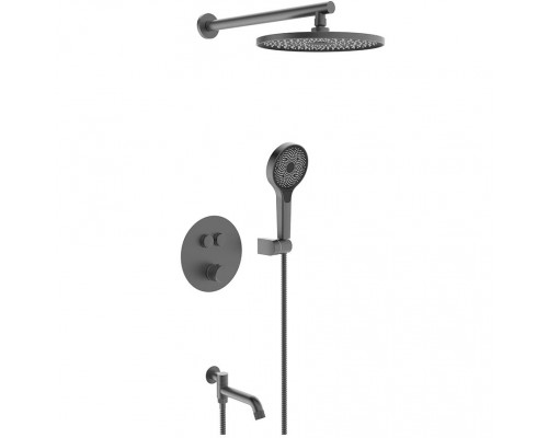 Vieir Душевая система 3 режима  GO CLICKтермостатическая с поворотным изливом встраиваемая (оружейная сталь ) V25005-3G