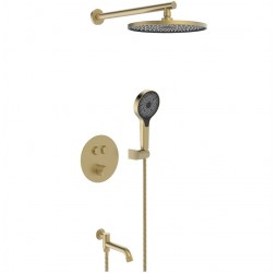Vieir Душевая система 3 режима  GO CLICKтермостатическая с поворотным изливом встраиваемая (Gold Brushed ) V25005-3S