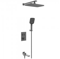 Vieir Душевая система 3 режима  GO CLICKтермостатическая с поворотным изливом встраиваемая (оружейная сталь ) V25006-3G