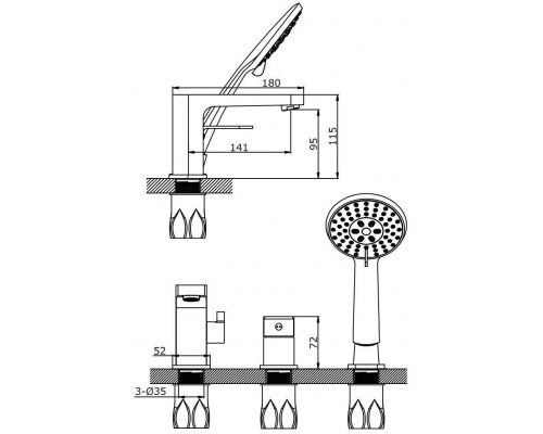 Vieir Смеситель на борт ванны  (хром ) V283532