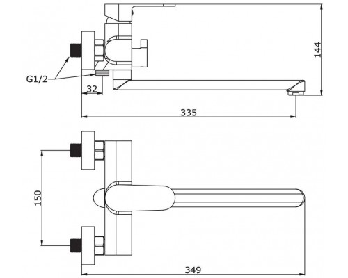 Vieir Смеситель для ванны  с длинным поворотным изливом (Gold Brushed ) V283541S