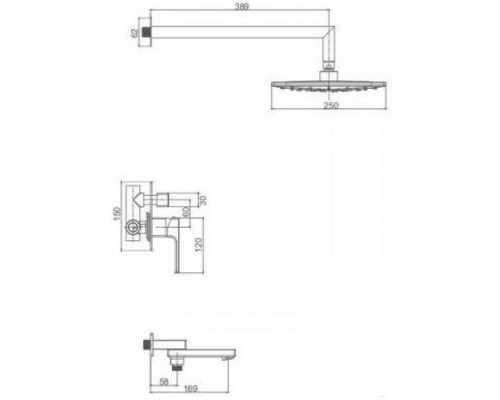 Vieir Душевая система 3 режима с поворотным изливом  встраиваемая (Gold Brushed ) V283563S