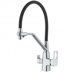 Vieir Смеситель кухонный под фильтр ( 2 воды) гибкий силиконовый излив  (хром ) V353525