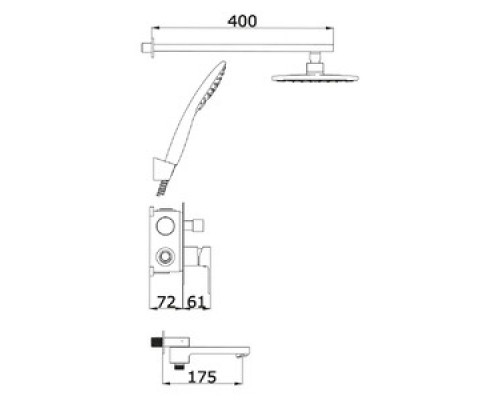 Vieir Душевая система 3 режима с поворотным изливом  встраиваемая (черный матовый ) V283563C