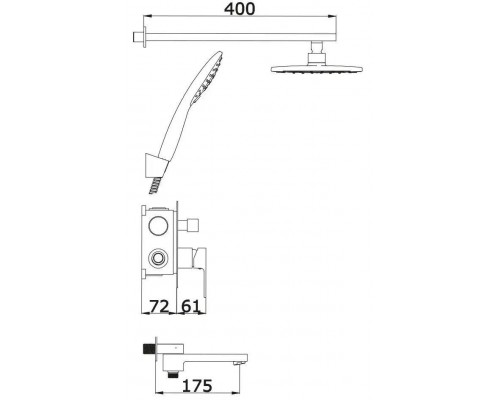 Vieir Душевая система 3 режима с поворотным изливом  встраиваемая (черный матовый ) V393563C
