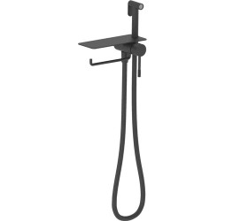 Vieir Смеситель биде, встройка с полкой и держателем полотенца (черный матовый ) V403052C