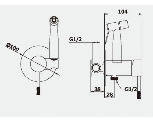 Vieir Смеситель с гигиеническим душем (черный матовый ) V403553C