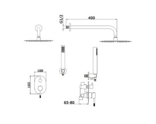 Vieir Душевая система 2 режима  встраиваемая (черный матовый ) V403563C