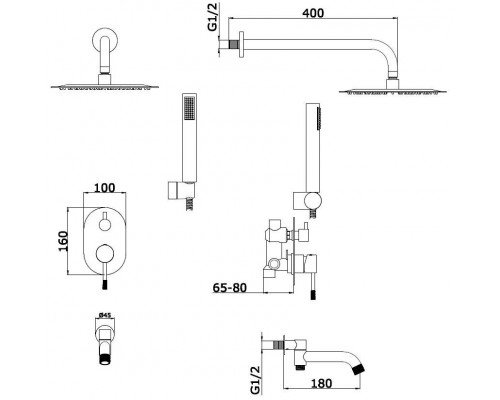 Vieir Душевая система 3 режима с поворотным изливом  встраиваемая (розовое золото ) V403564R